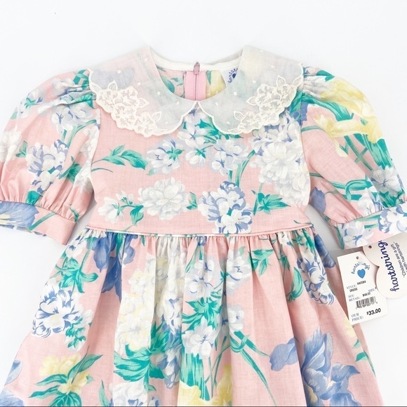 Vintage Girls Kids Cottagecore Prairie Dress 4 Floral NWT Dead Stock - Picture 2 of 6